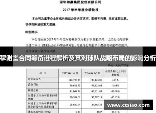 穆谢奎合同筹备进程解析及其对球队战略布局的影响分析